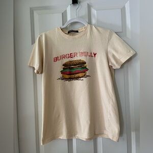 Topman “Burger Belly” graphic short sleeve t-shirt..mellow yellow unisex size S